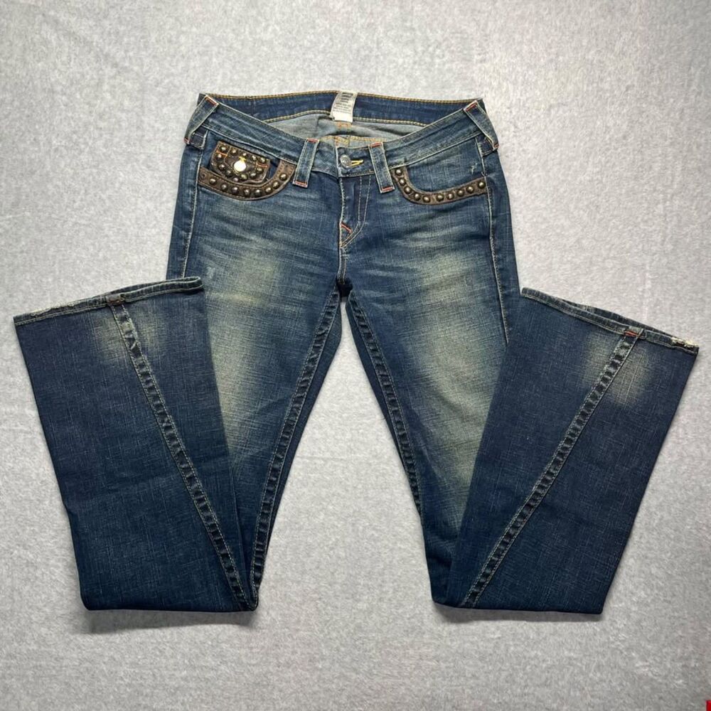 True Religion Women’s 28 World Tour Made USA Embellished Joey Flare Jeans Y2K